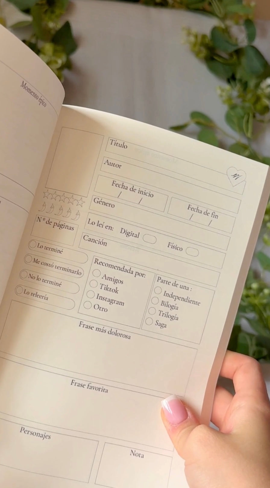 The reading journal / Diario de lectura